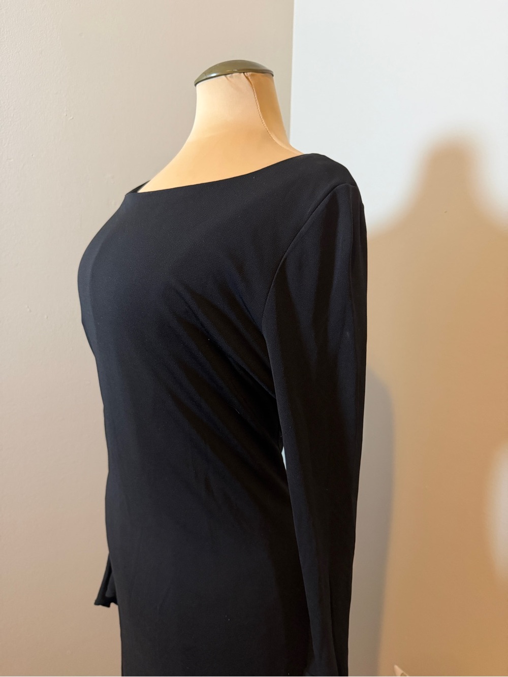 Lauren by Ralph Lauren Elegant Black Long Sleeve Midi Dress